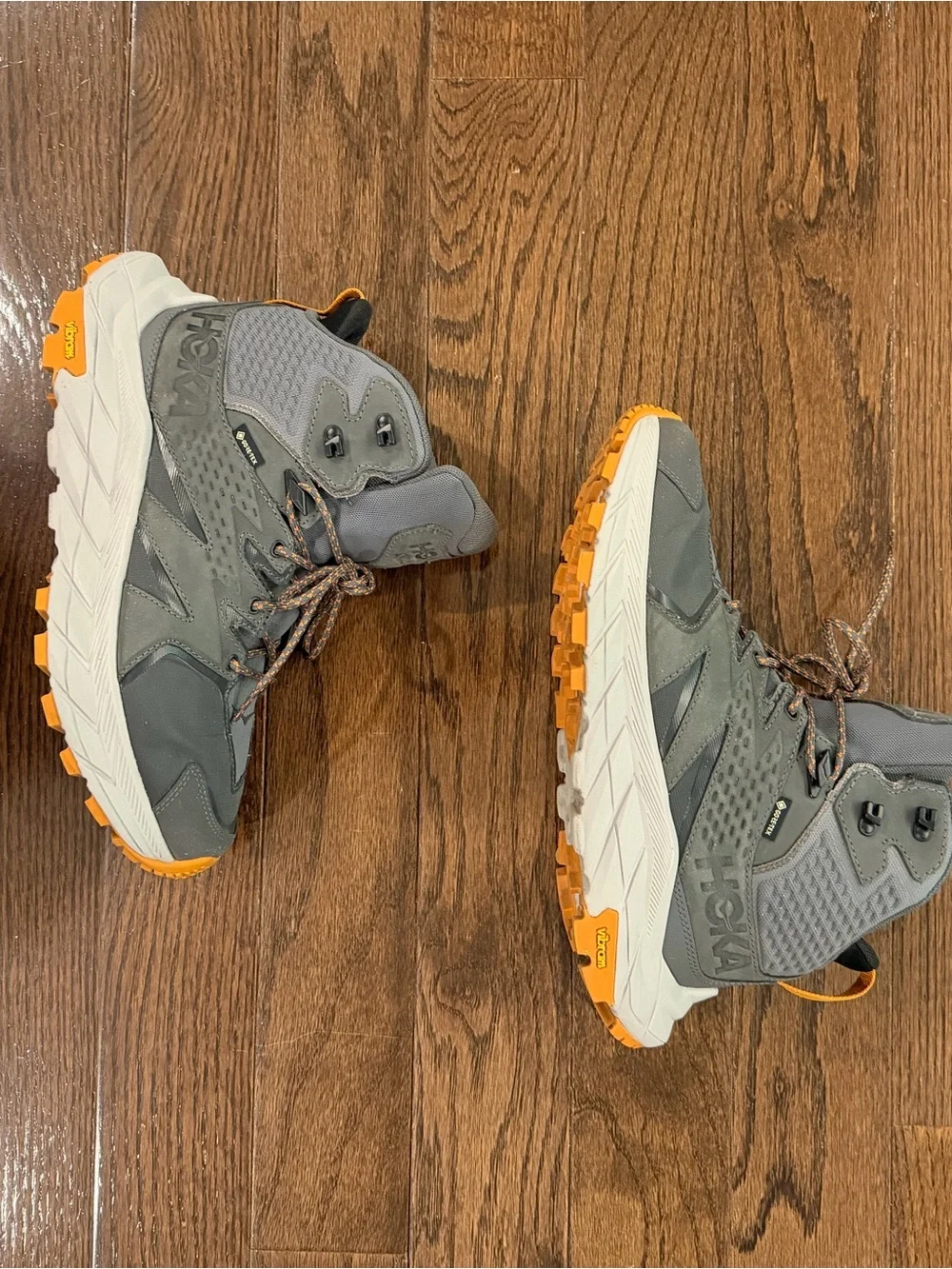Hoka Anacapa Gray and Orange Trail Boots